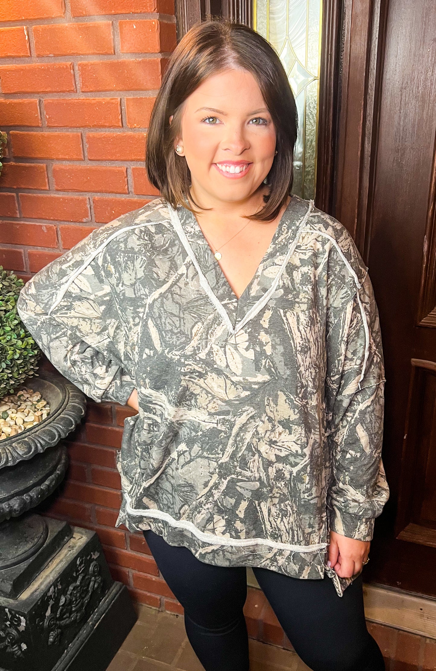 Camo Vneck Pullover FINAL SALE