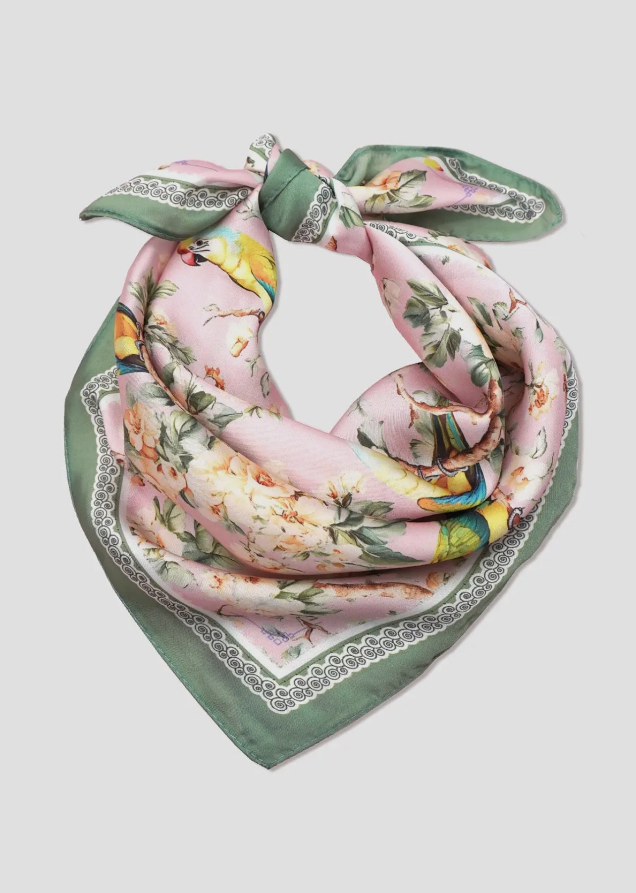 Floral Bird Silky Bandana Scarf