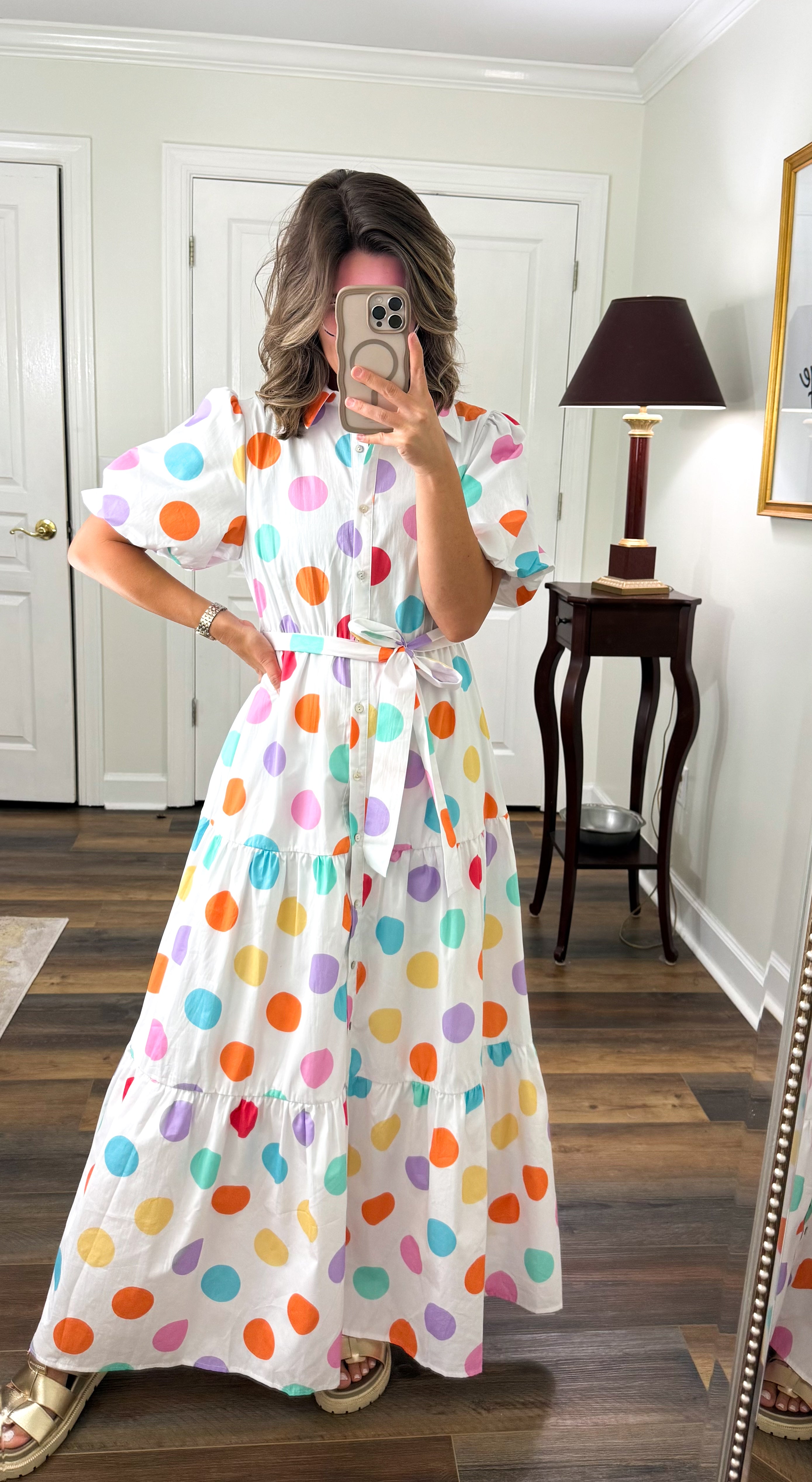 Polka Dot Maxi Dress- Multi Color – Frisco Fringe