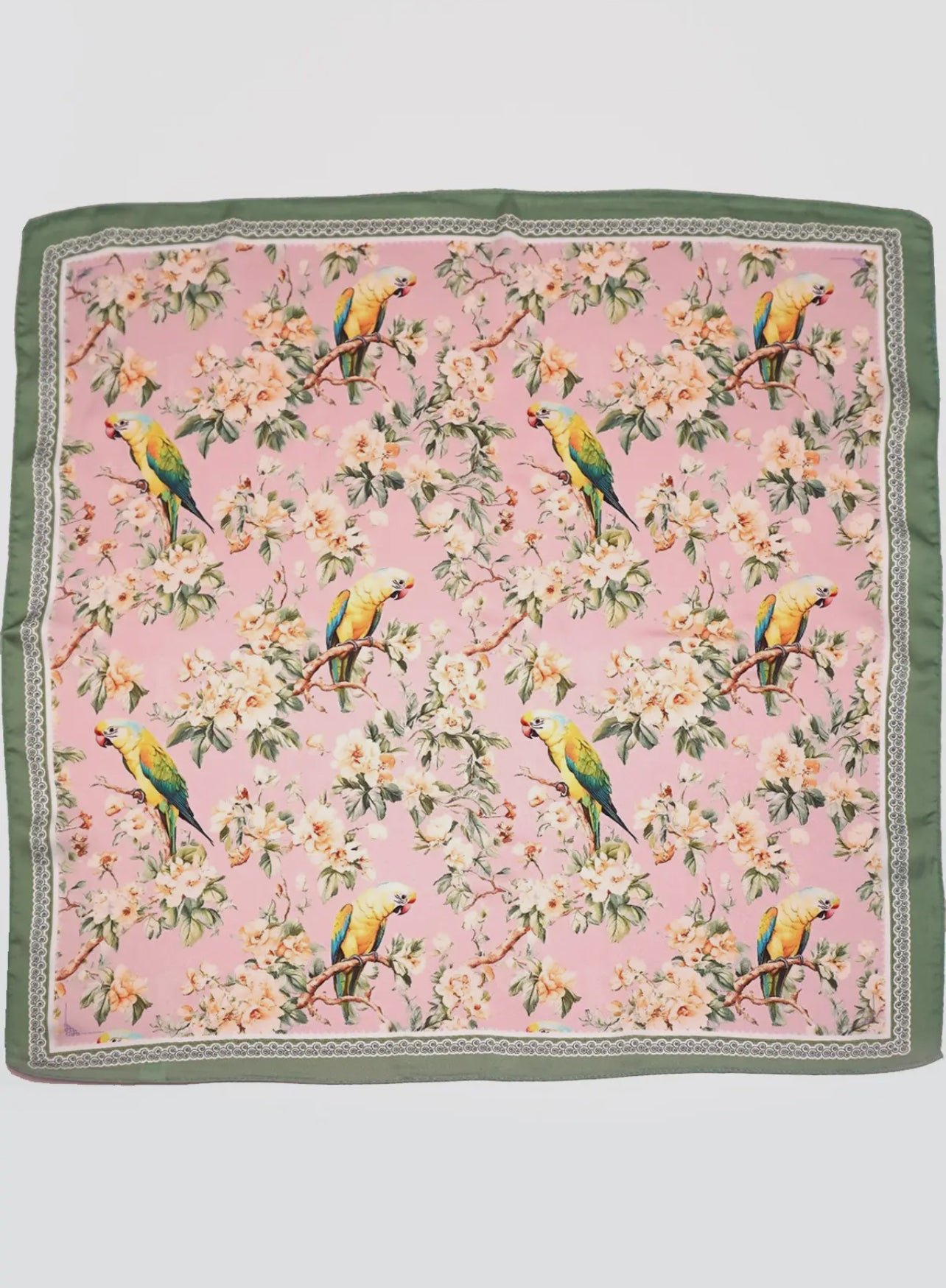 Floral Bird Silky Bandana Scarf