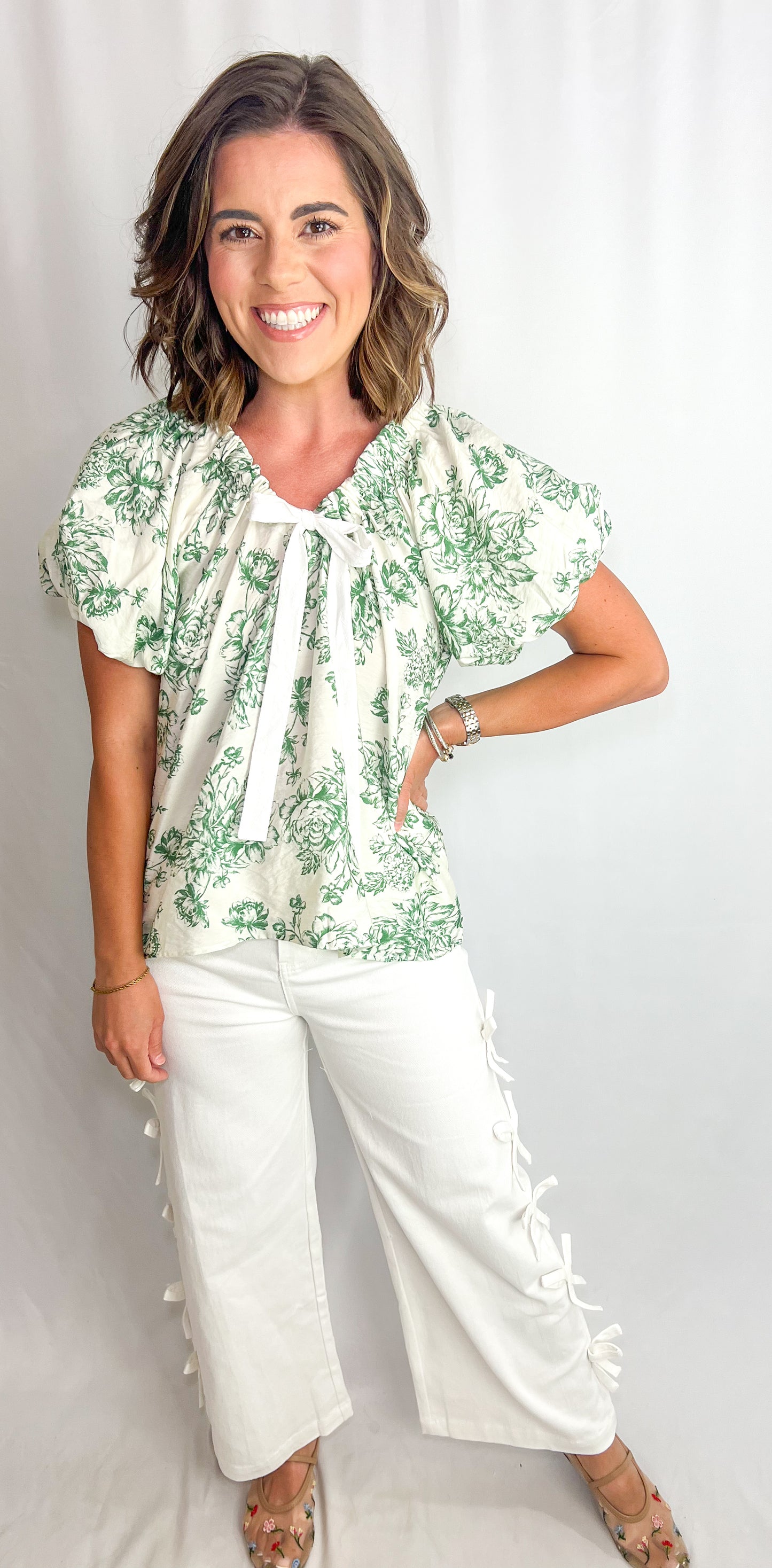 White Denim Bow Jeans