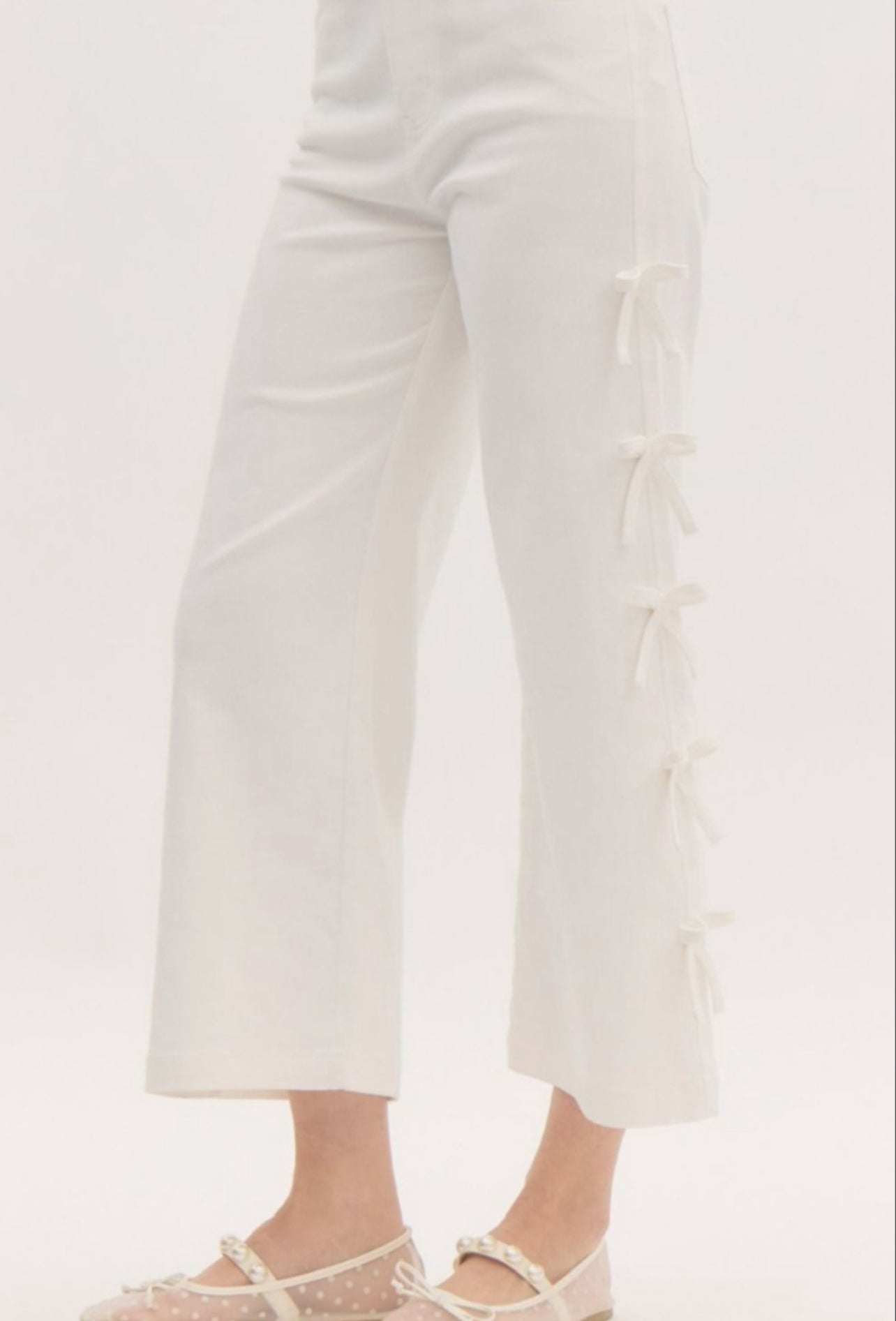 White Denim Bow Jeans