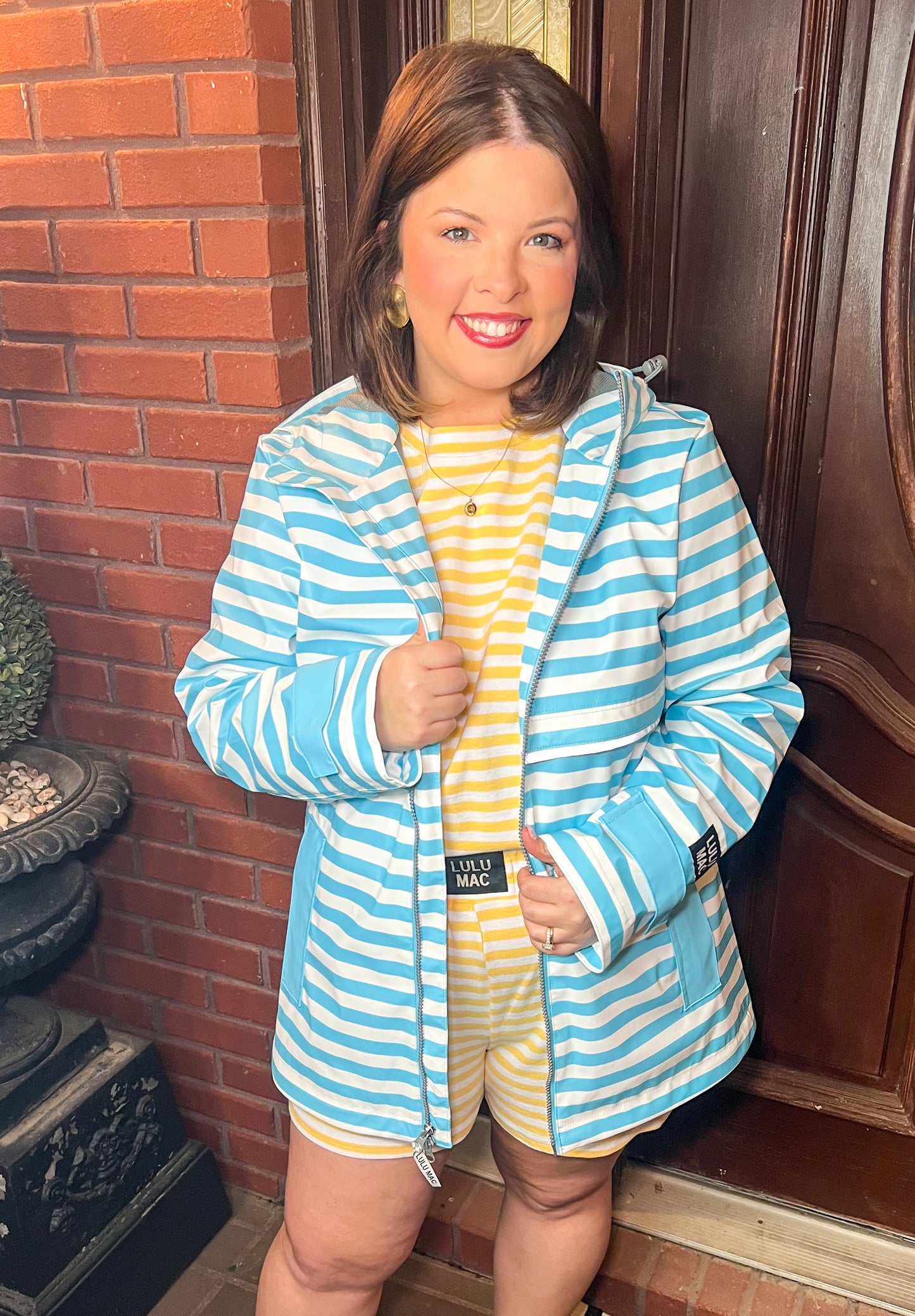 Lulu Mac Raincoat- Blue/White