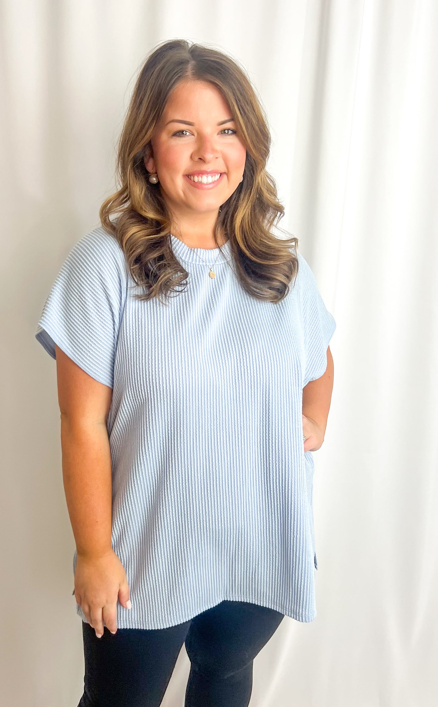 Logan Top- Powder Blue