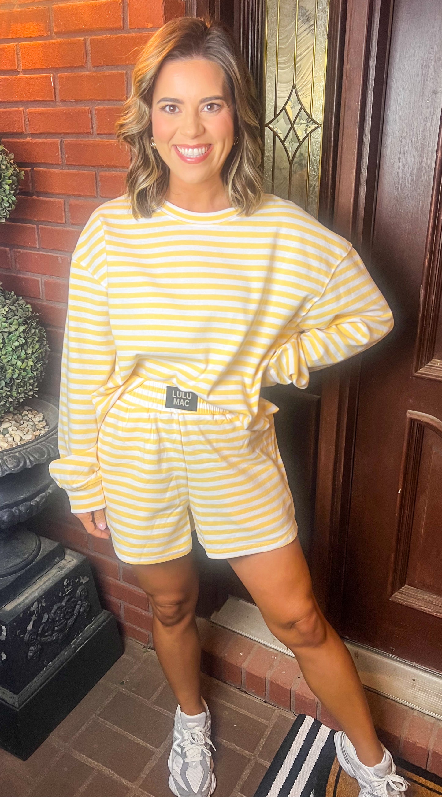 Lulu Mac Stripe Shorts-Yellow-Plus