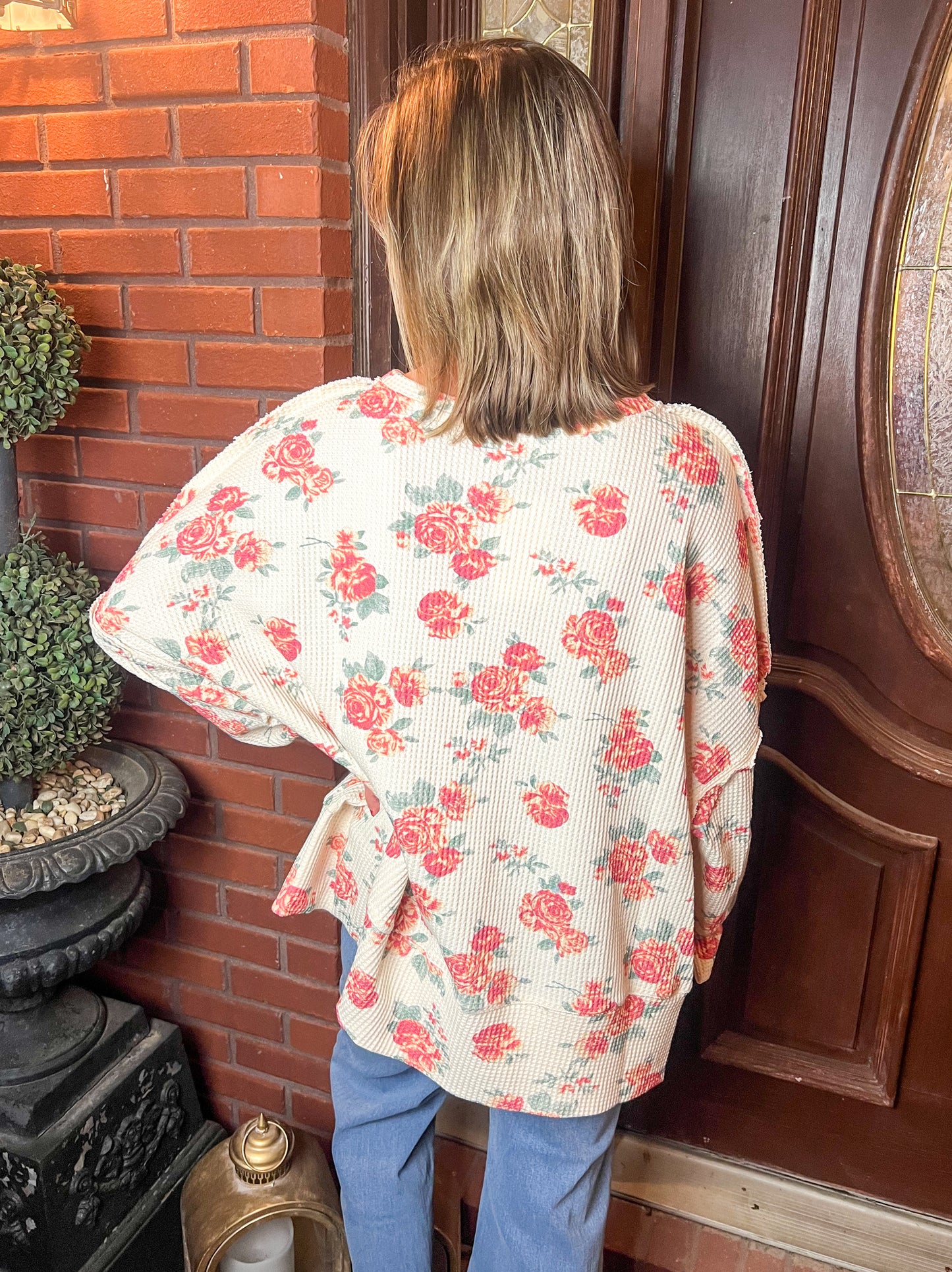 Floral Oversized Waffle Sweatshirt FINAL SALE