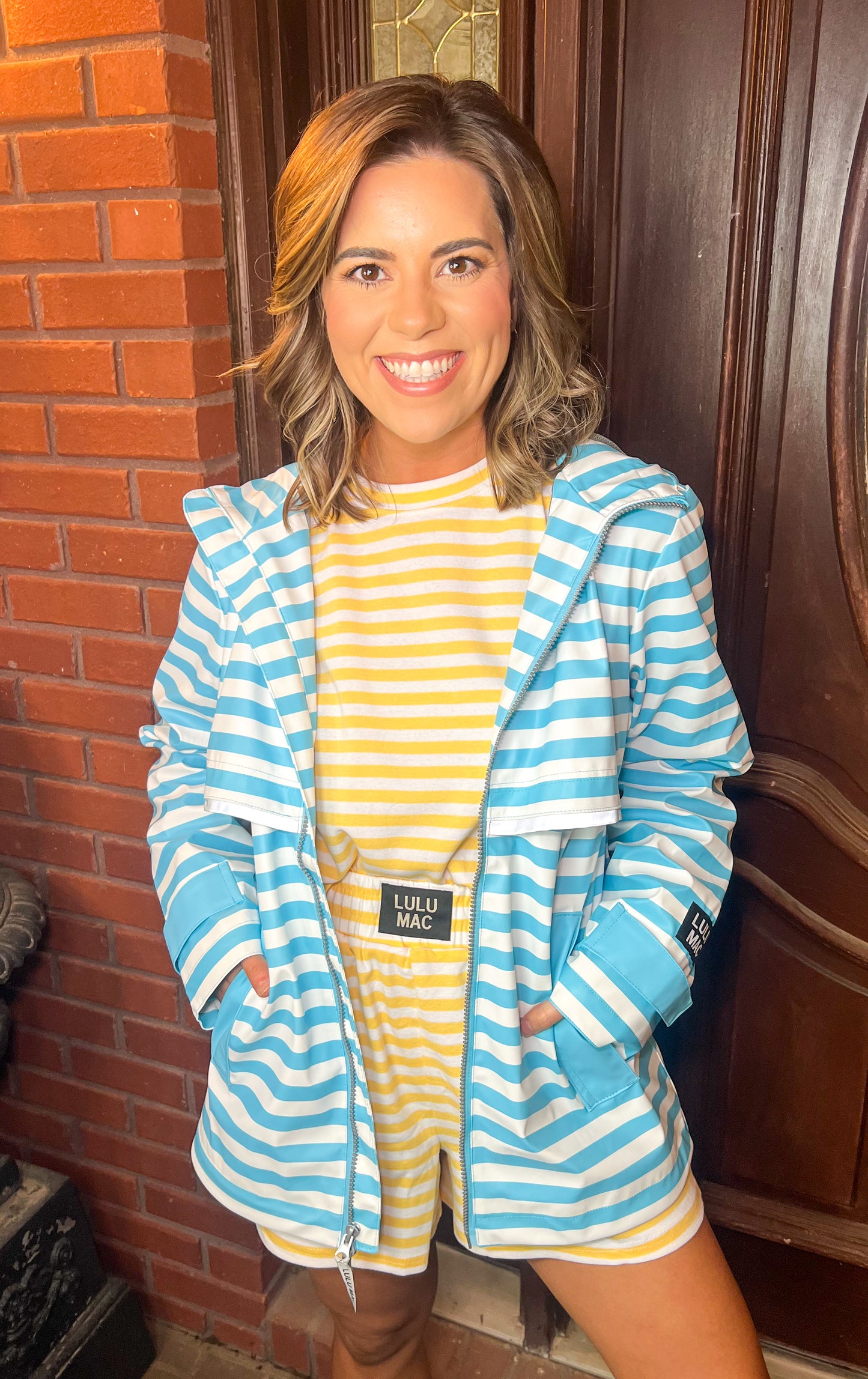 Lulu Mac Raincoat- Blue/White