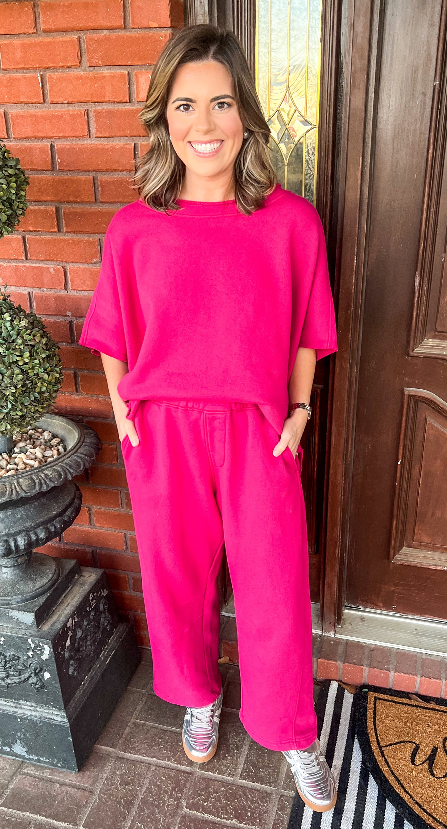 Drew Barrel Pants-Plum Pink