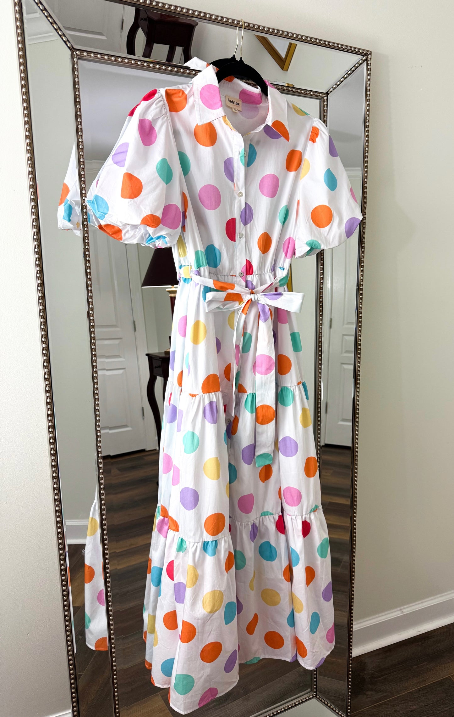 Polka Dot Maxi Dress- Multi Color