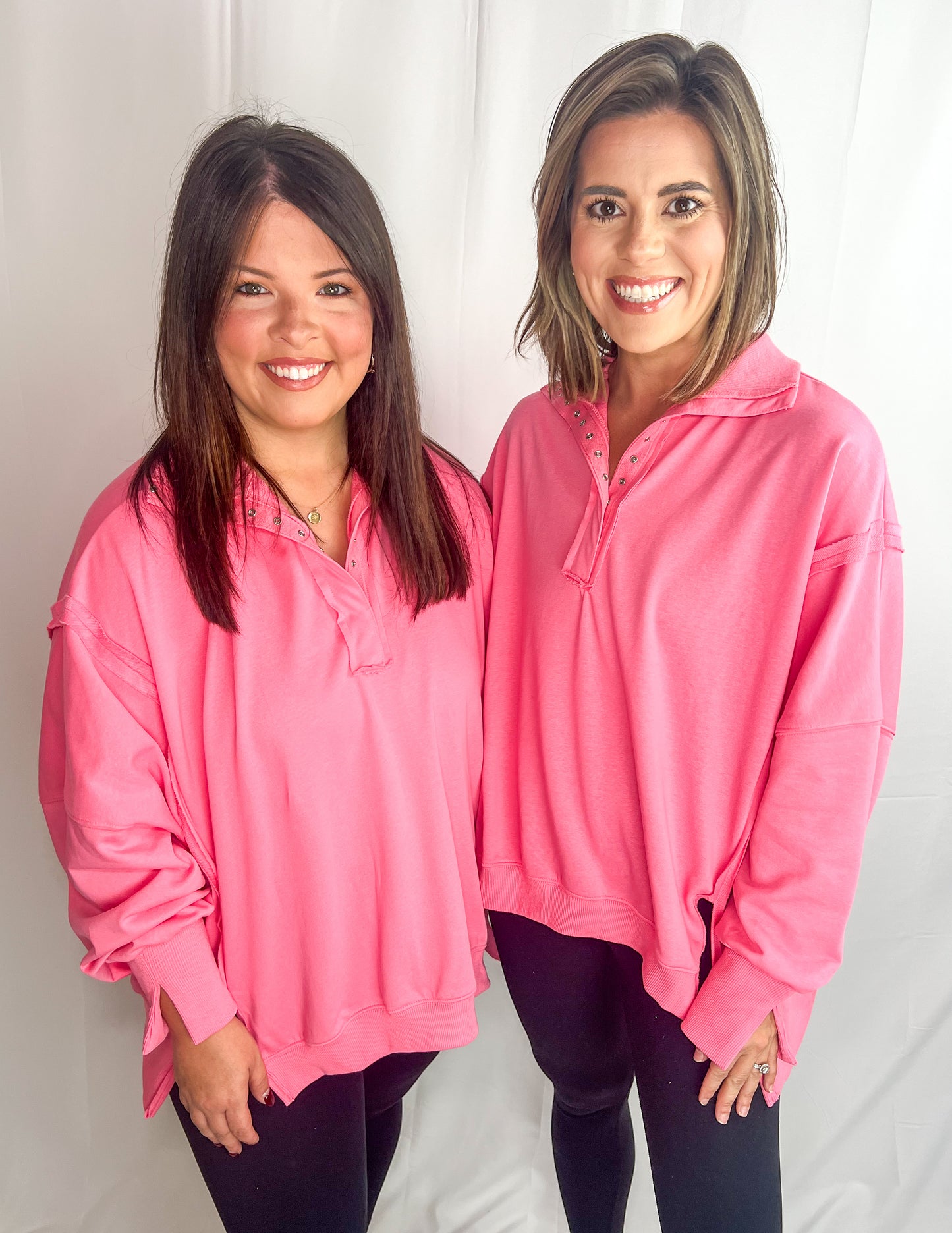 Pink Henley Sweatshirt