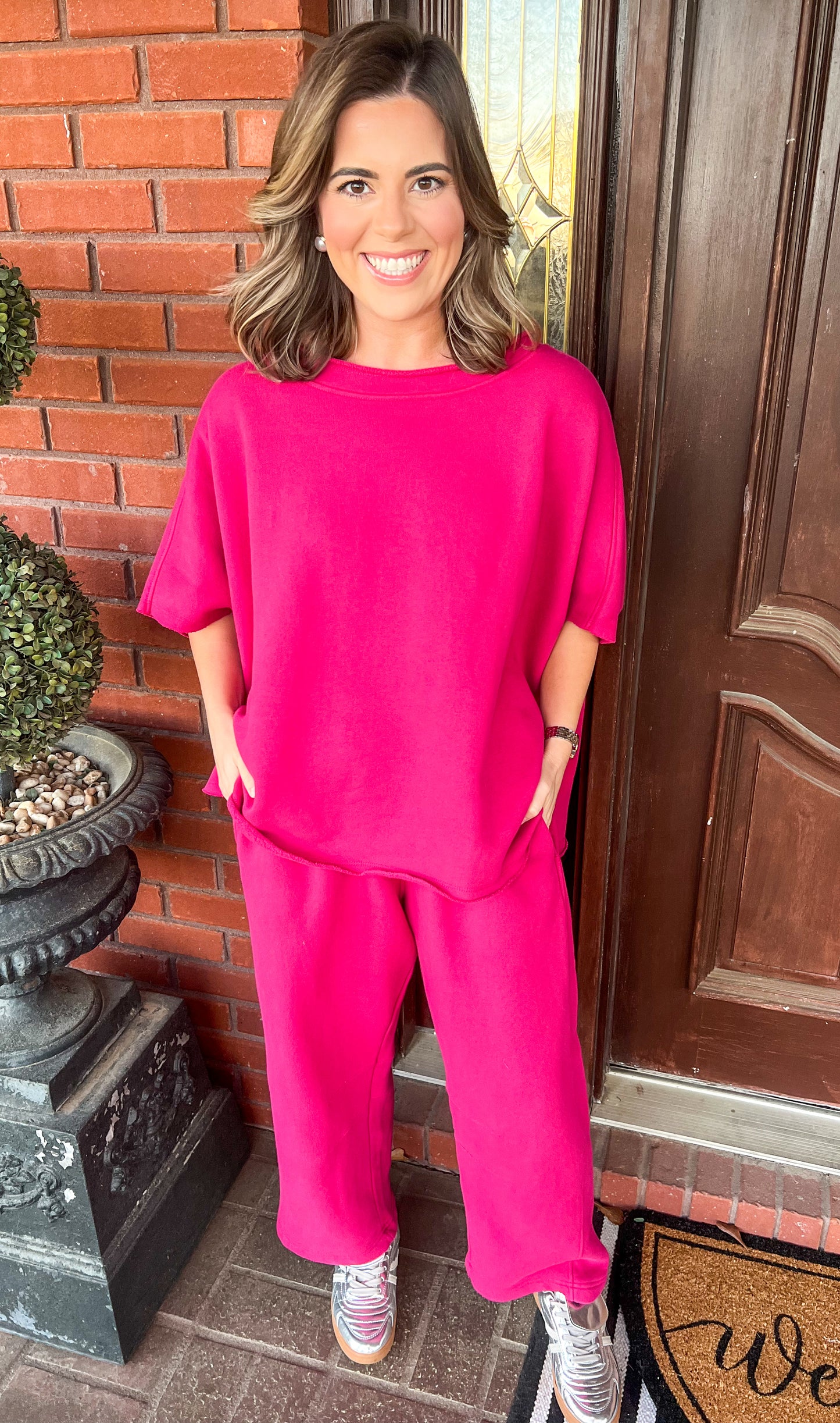 Drew Barrel Pants-Plum Pink