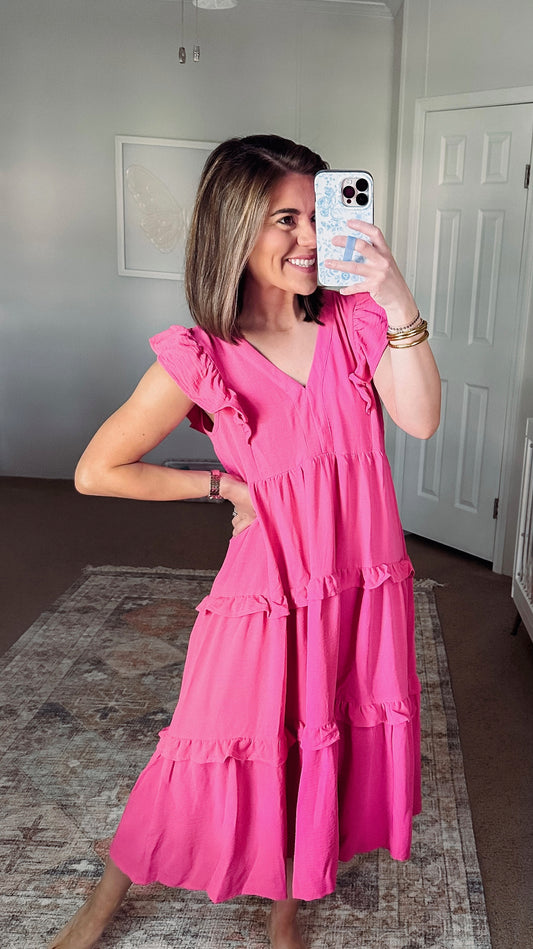 Charlee Midi- Hot Pink FINAL SALE