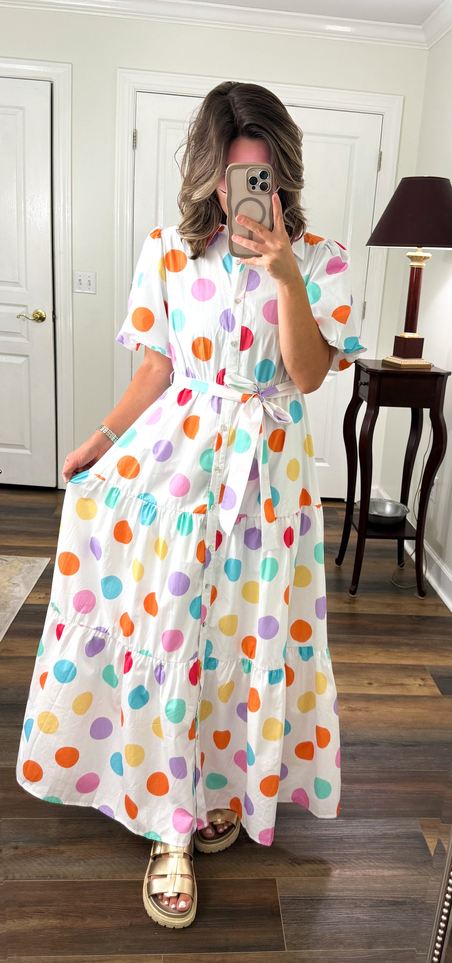 Polka Dot Maxi Dress- Multi Color
