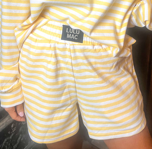 Lulu Mac Stripe Shorts-Yellow-Plus