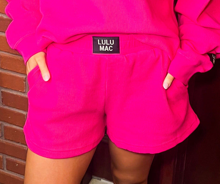 Lulu Mac Waffle Shorts-Hot Pink