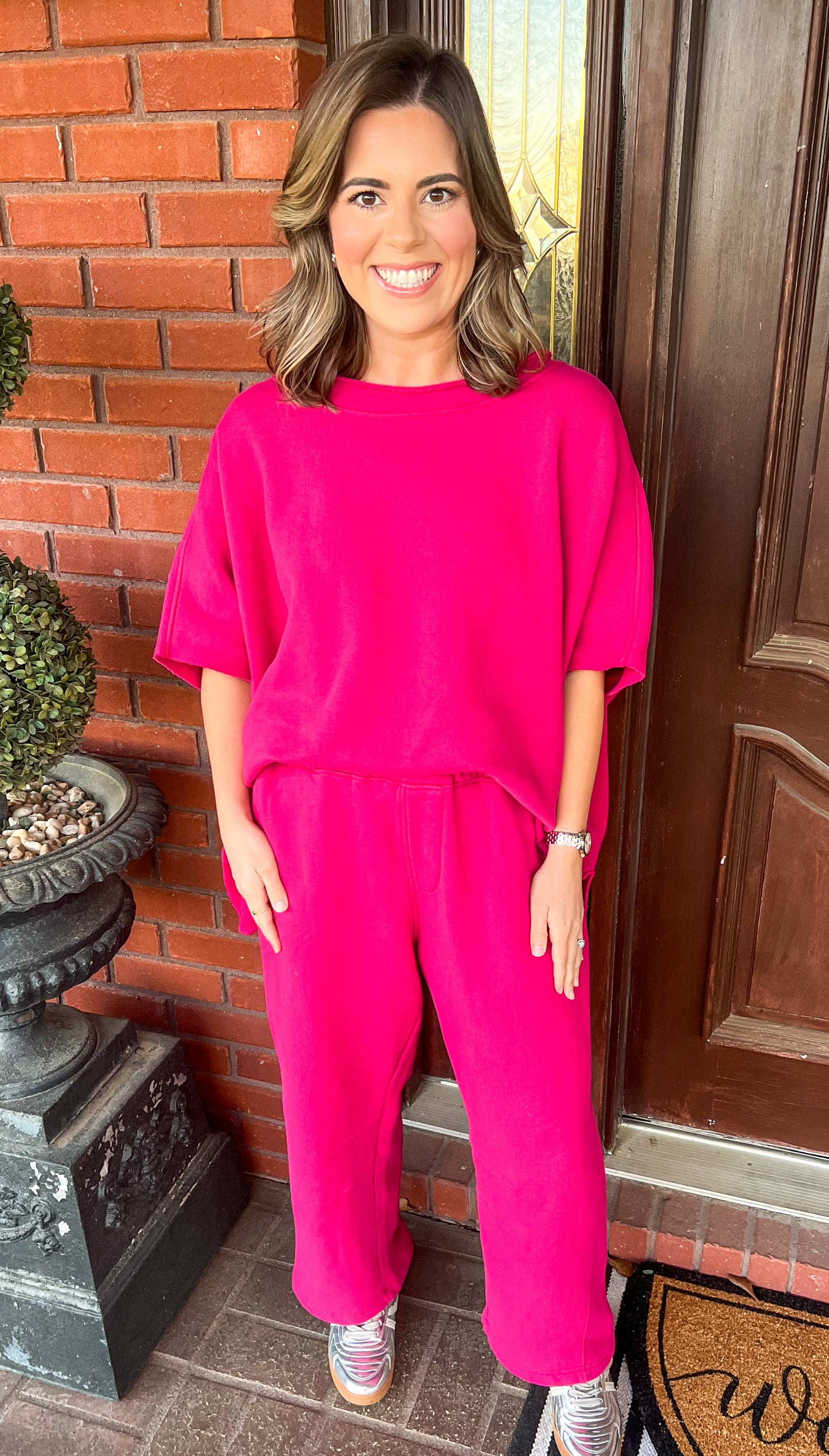 Drew Barrel Pants-Plum Pink