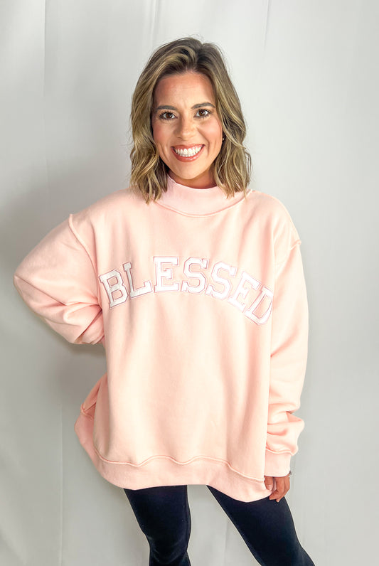 Blessed Embroidered Mockneck