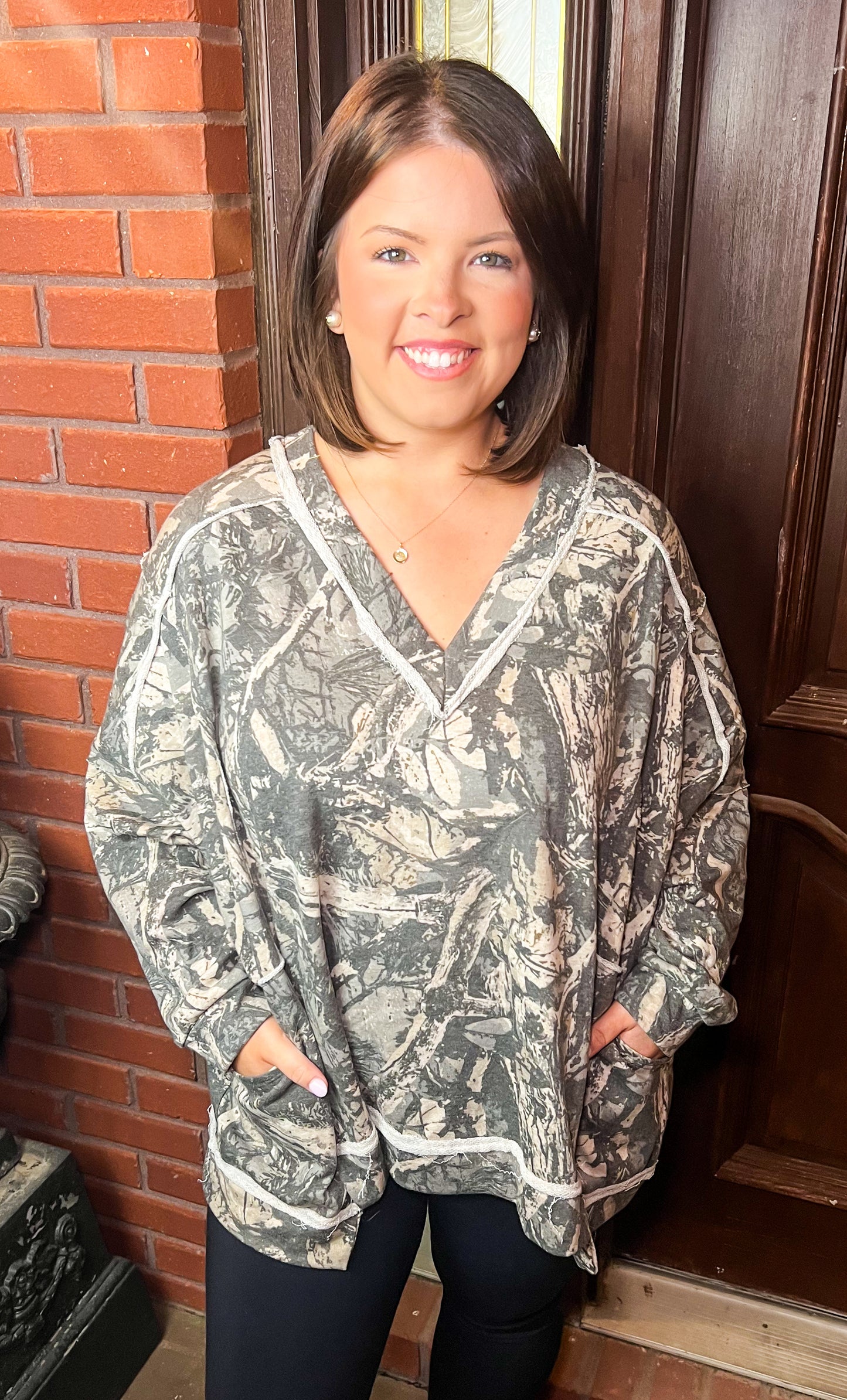 Camo Vneck Pullover FINAL SALE