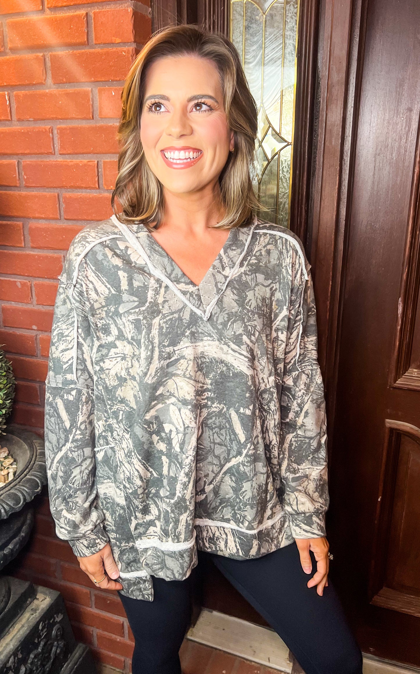 Camo Vneck Pullover FINAL SALE