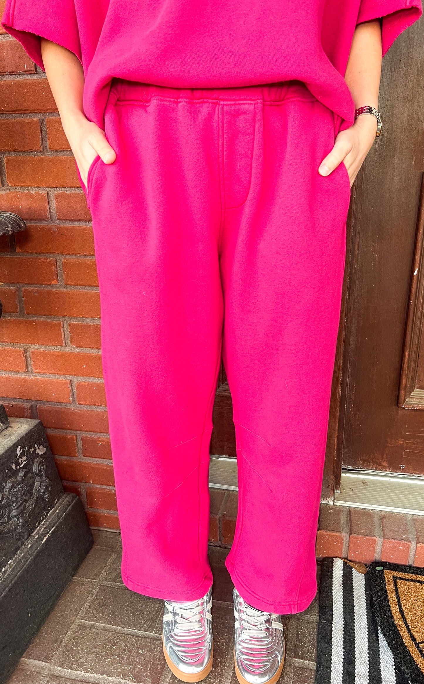Drew Barrel Pants-Plum Pink