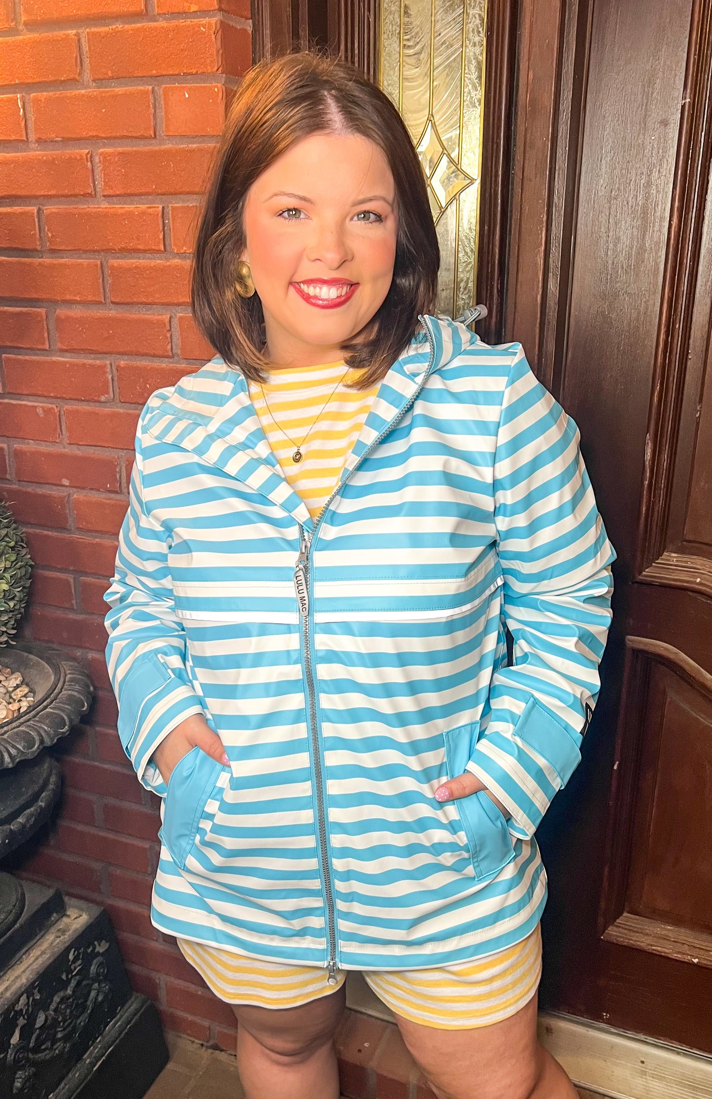 Lulu Mac Raincoat- Blue/White