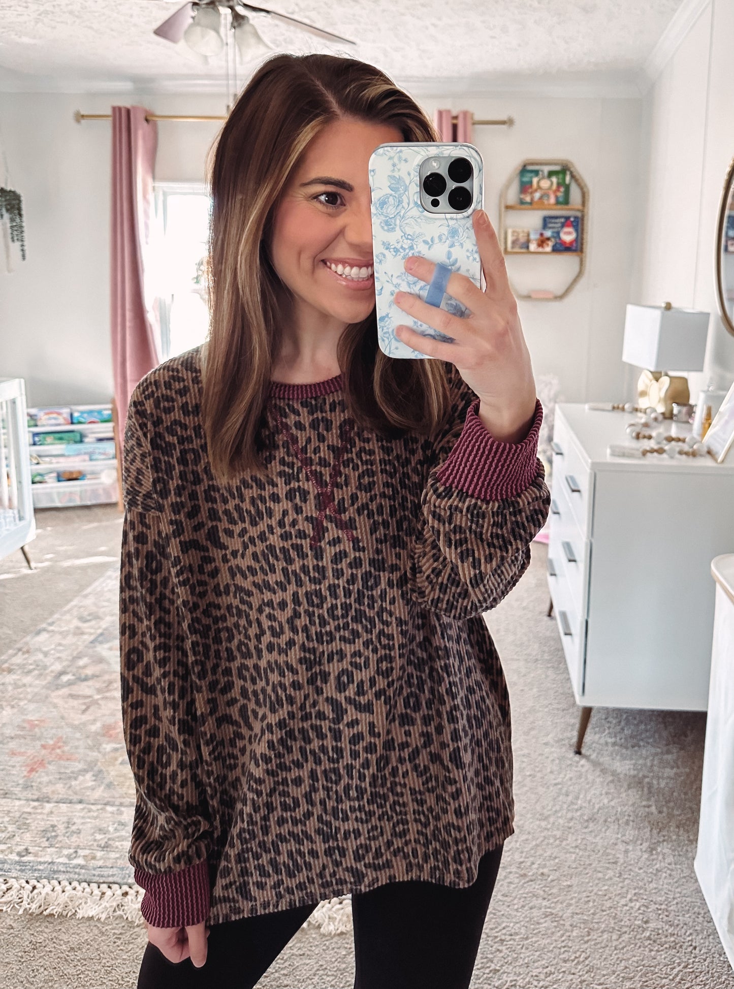 Ribbed Leopard Top