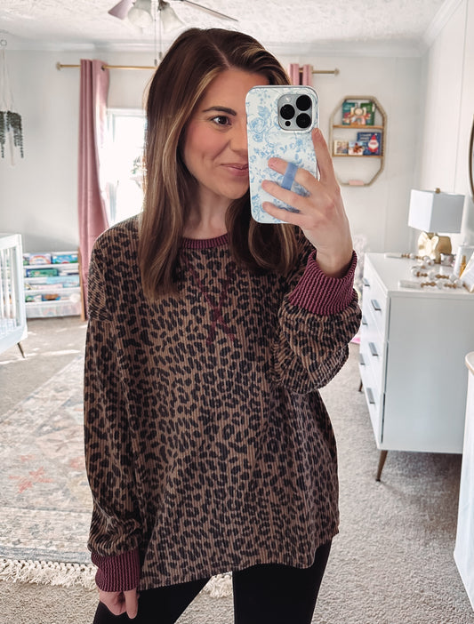 Ribbed Leopard Top