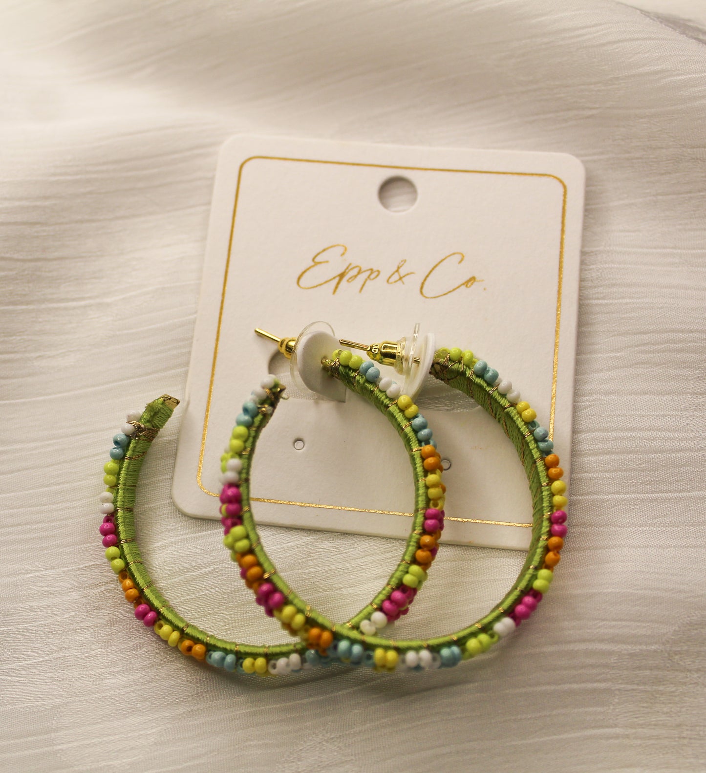 Multi Beaded Flower Hoops