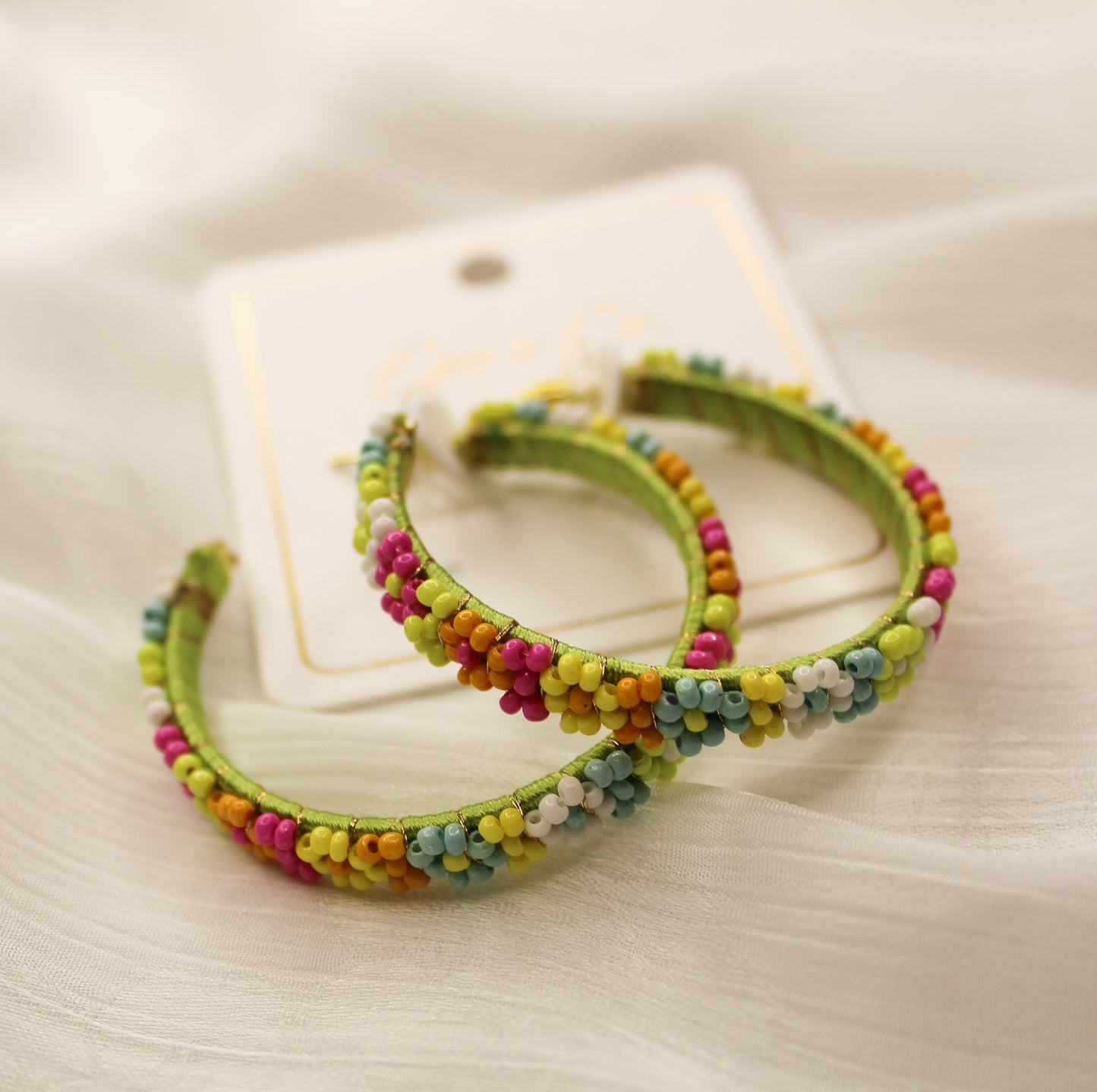 Multi Beaded Flower Hoops